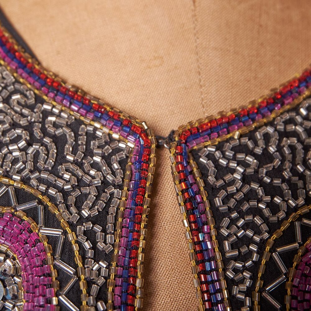 1990s Silk Sequin and Beaded Black Jacket